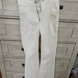 Free People High Rise White Jeans Flared Style